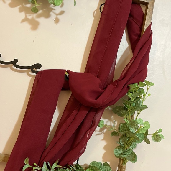 Burgundy sheer scarf. - Picture 2 of 2
